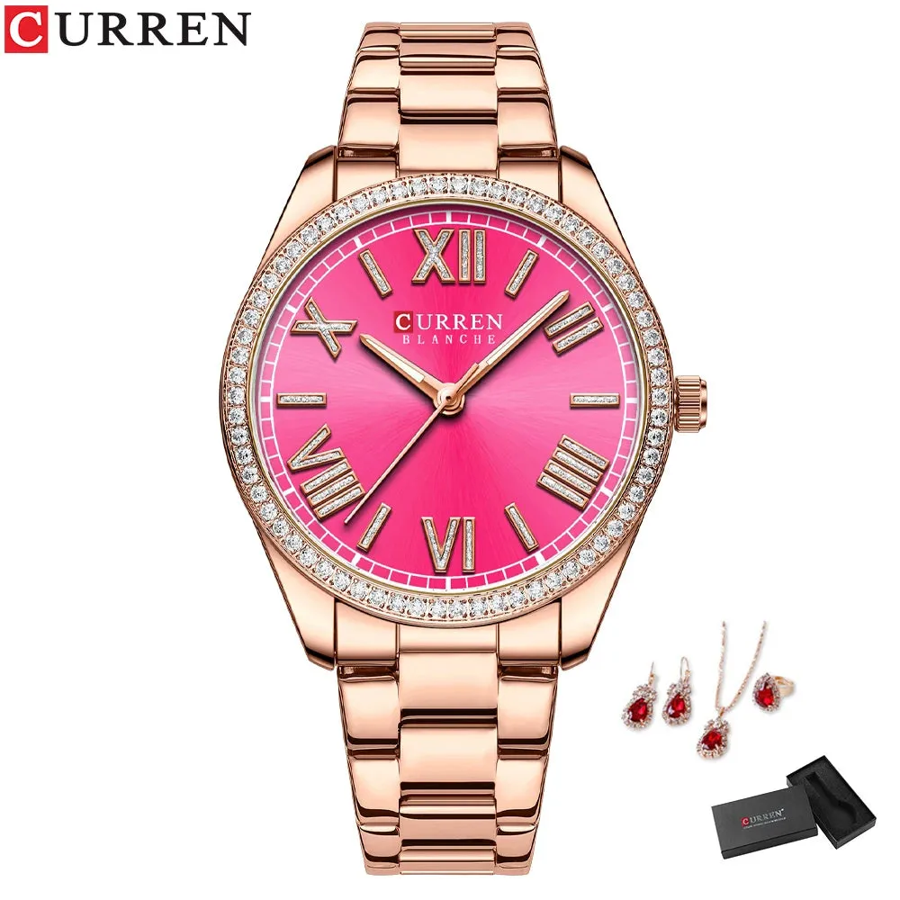 Elegance® Luxe Gift Set Luxury Watch Women Ring Necklace Earrings Rhinestone Fashion Wristwatch Female Casual Ladies Watches Bracelet 5PCS Set