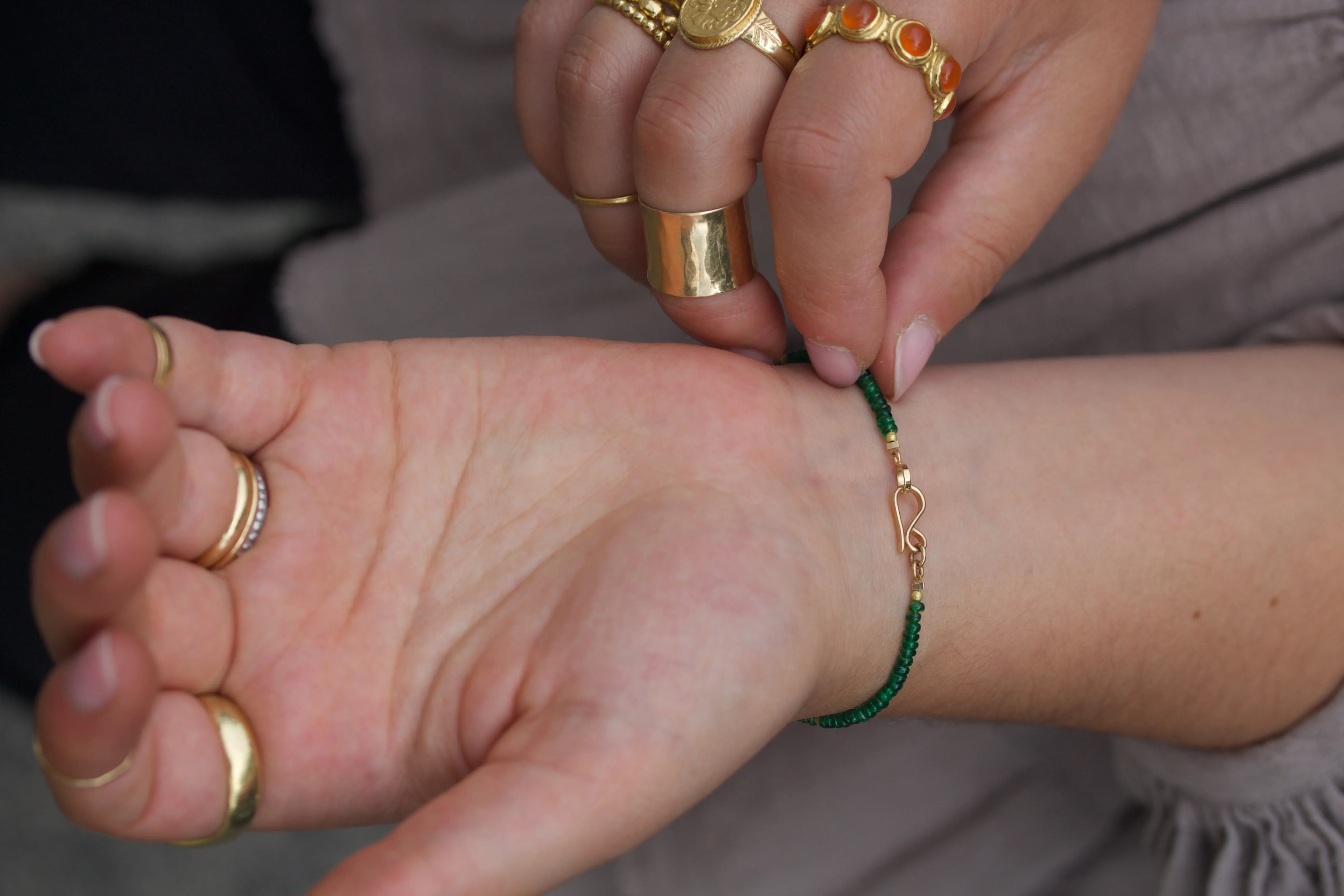 Emerald & High Karat Gold Bracelet
