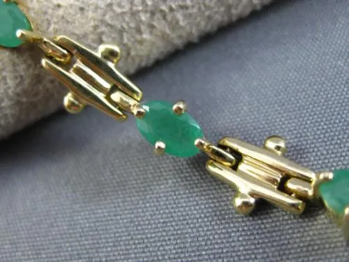 ESTATE 2.40CT AAA EMERALD 14KT YELLOW GOLD BY THE YARD FILIGREE TENNIS BRACELET