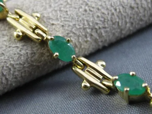 ESTATE 2.40CT AAA EMERALD 14KT YELLOW GOLD BY THE YARD FILIGREE TENNIS BRACELET