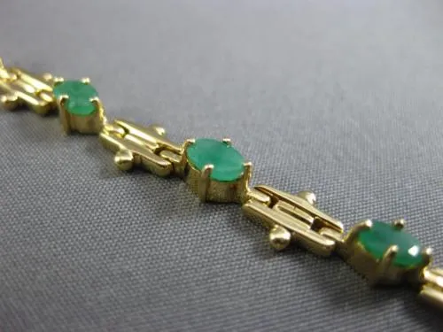 ESTATE 2.40CT AAA EMERALD 14KT YELLOW GOLD BY THE YARD FILIGREE TENNIS BRACELET