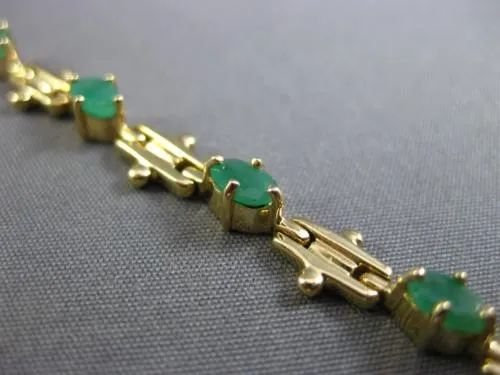 ESTATE 2.40CT AAA EMERALD 14KT YELLOW GOLD BY THE YARD FILIGREE TENNIS BRACELET