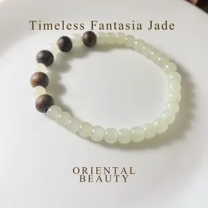 [Final sale] White Hetian Jade nephrite jade Bracelet - 6 mm beads 6 inches