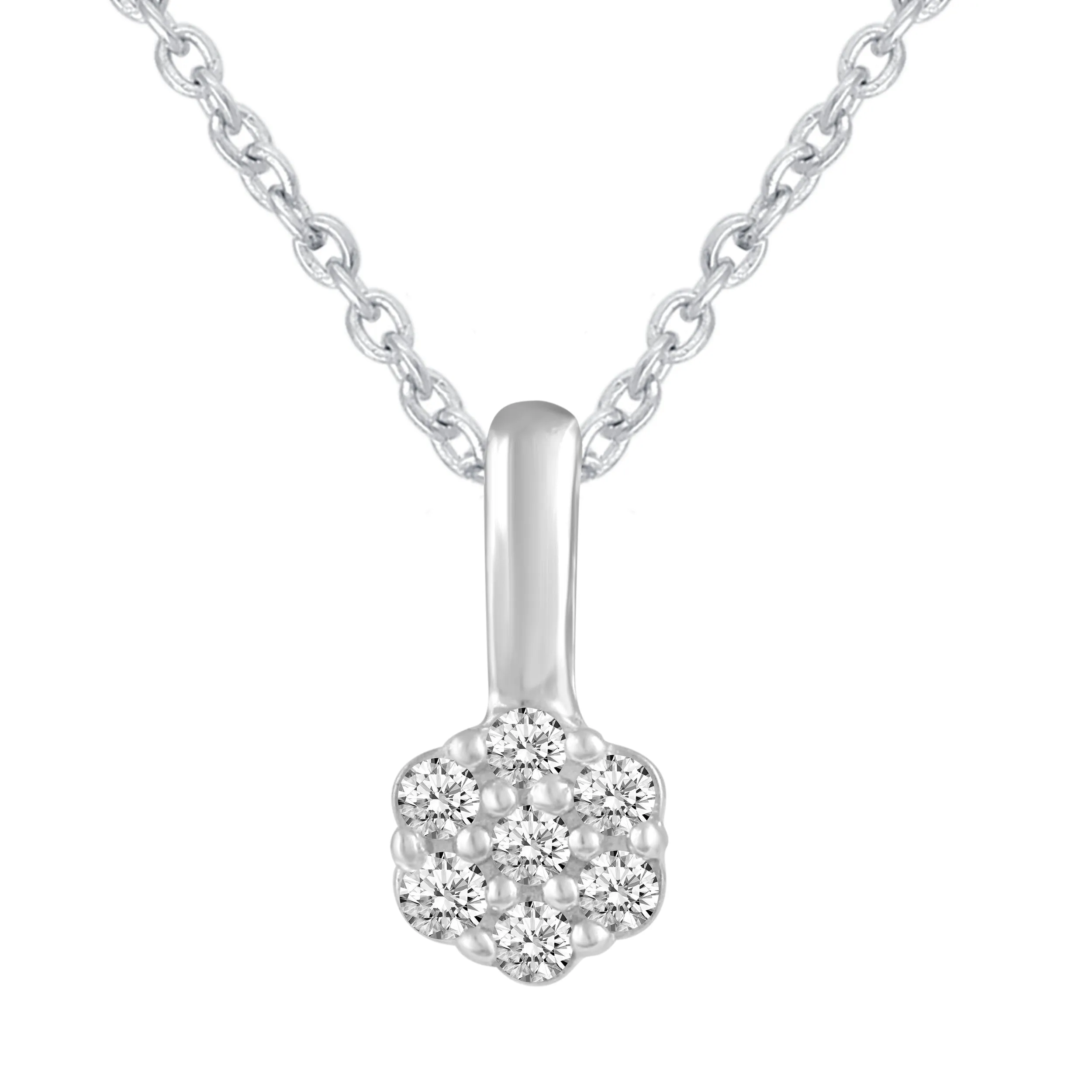 Floral and Horseshoe Layered 1/20 Cttw Natural Diamond Pendant Necklace set in 925 Sterling (Silver & Yellow Gold)…