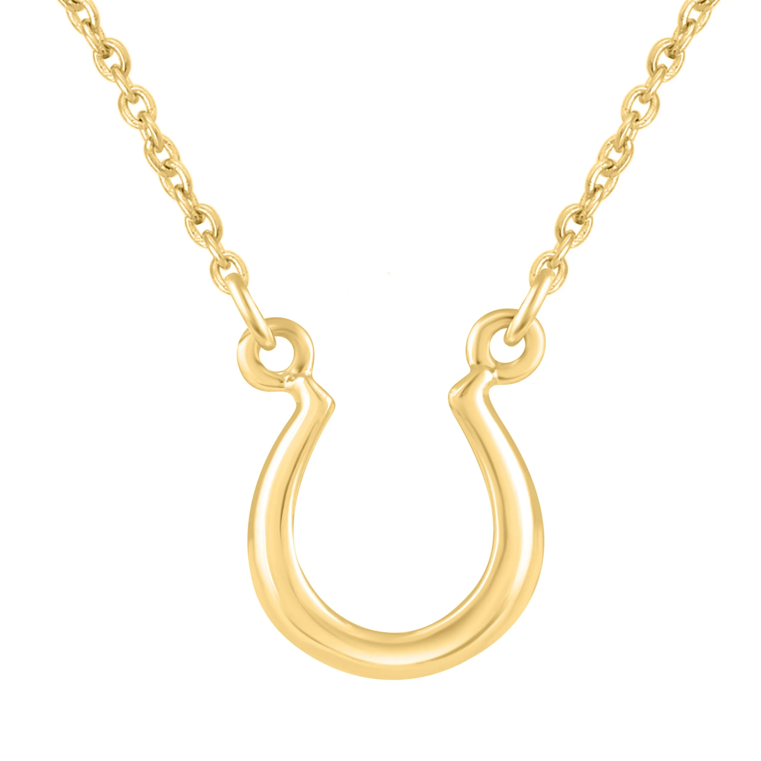 Floral and Horseshoe Layered 1/20 Cttw Natural Diamond Pendant Necklace set in 925 Sterling (Silver & Yellow Gold)…
