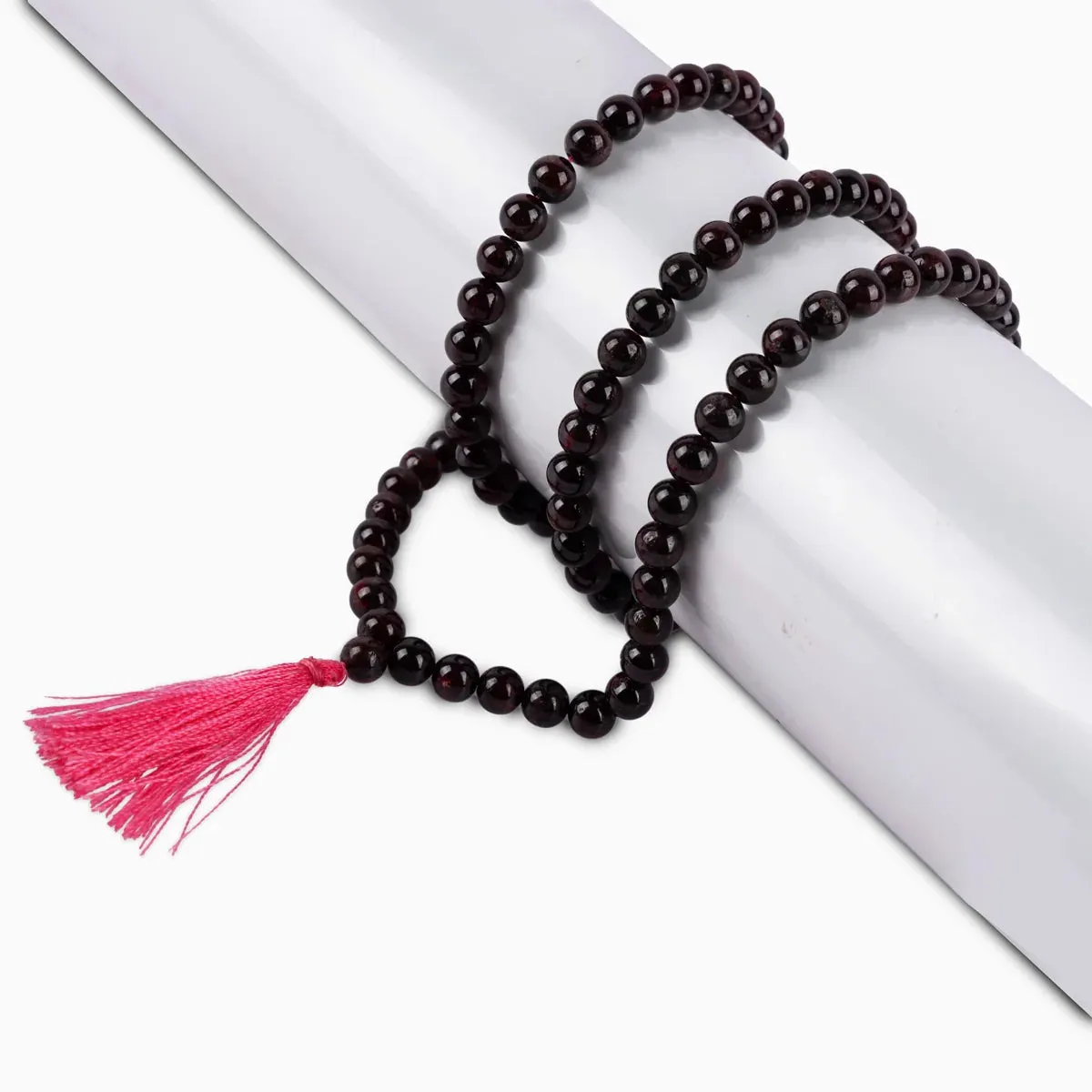 Garnet Mala - 17 Inches | Garnet Mala Beads/ Garnet Stone Mala for Men & Women