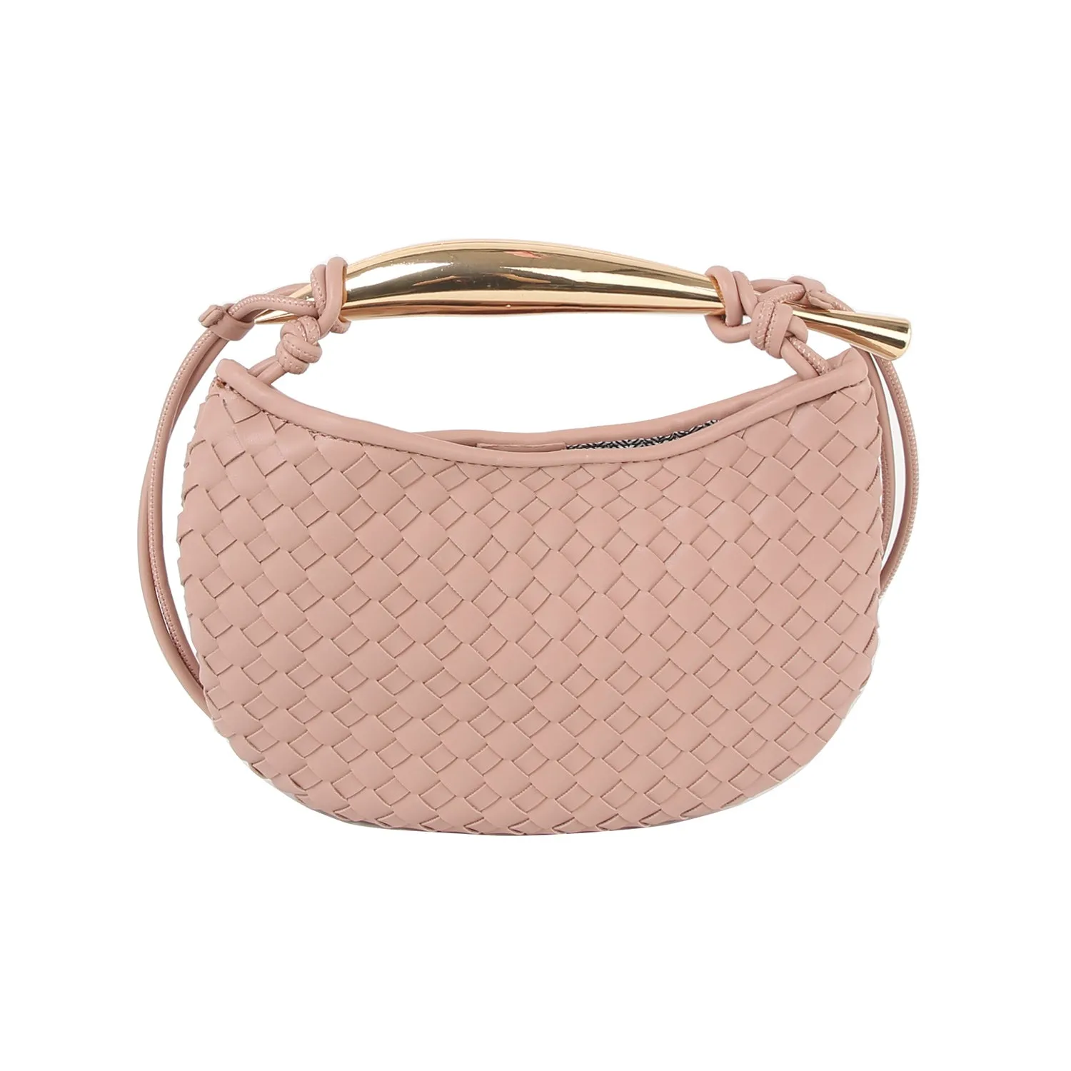 Gold handle unique flat design crossbody