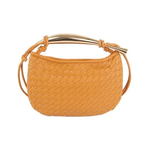 Gold handle unique flat design crossbody