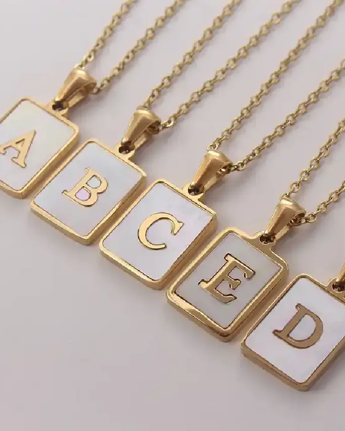 Gold Opal Initial Pendant