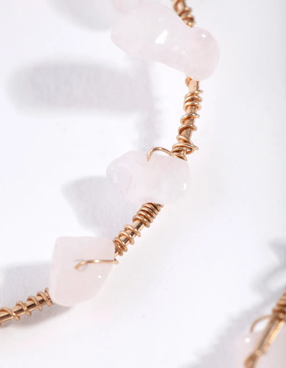Gold Pink Stone Wrap Hoop Earrings