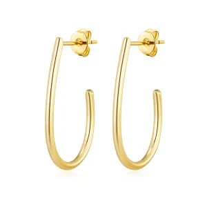 Gold Plated Oval Hoop Earrings