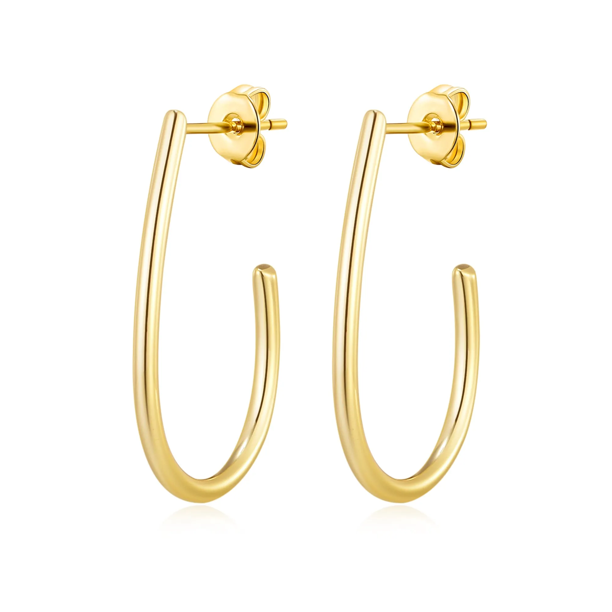 Gold Plated Oval Hoop Earrings