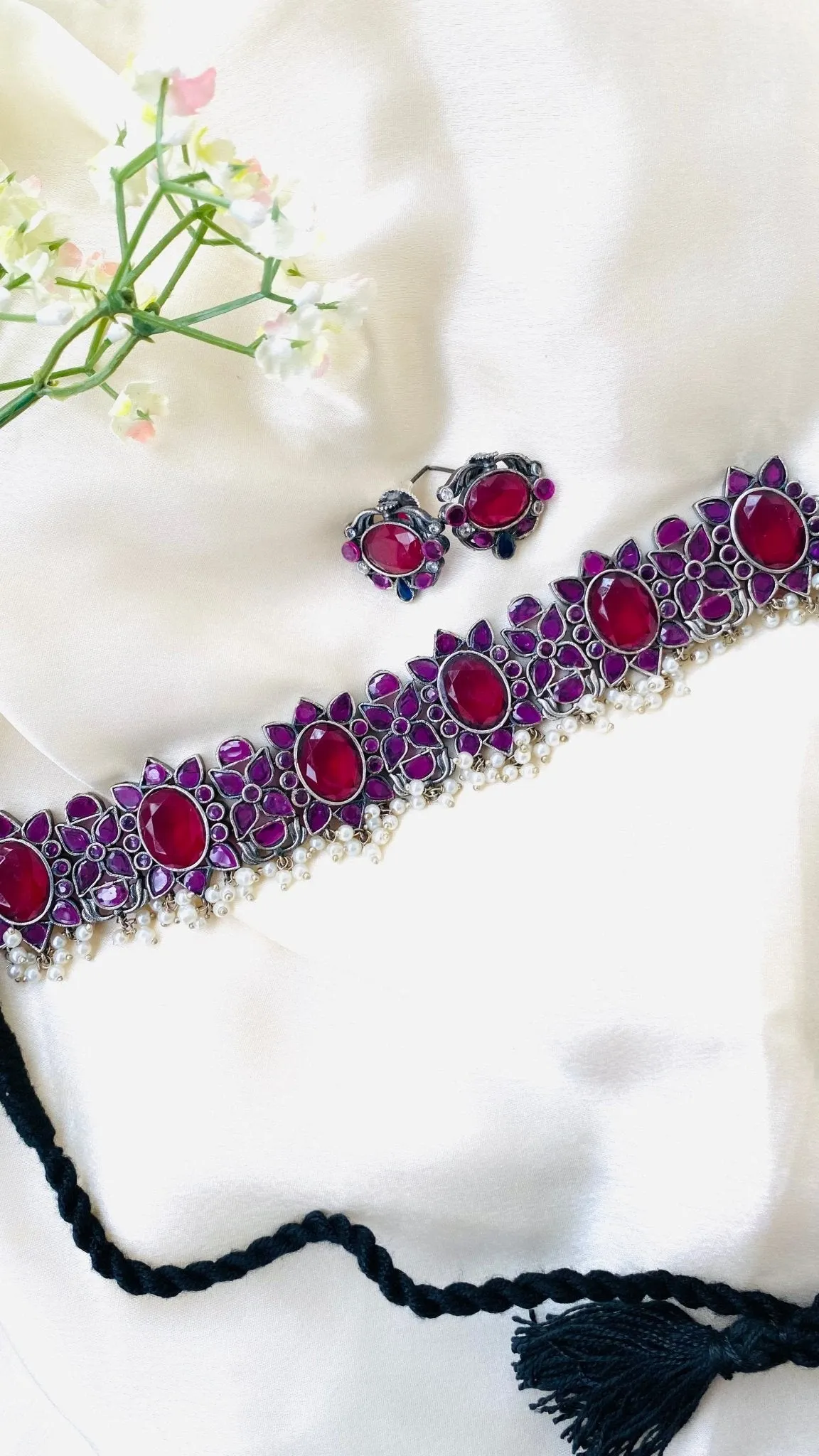 Grand Stone Silver lookalike Choker