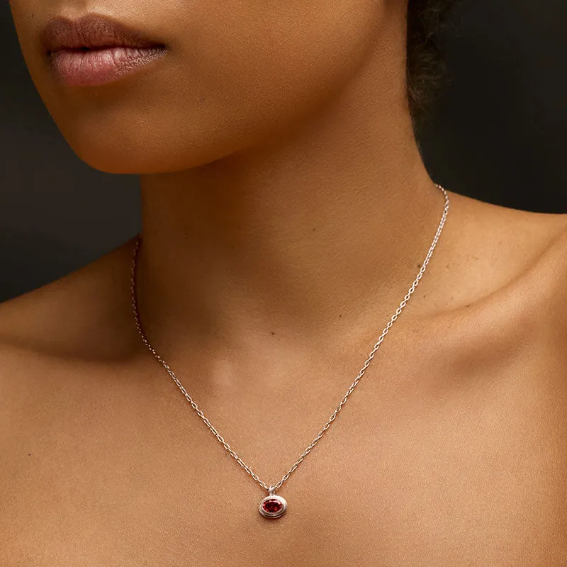Greco Mini Necklace, Garnet, Silver