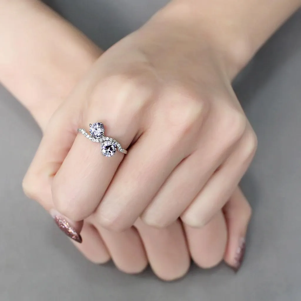 High polished (no plating) Stainless Steel Ring with AAA Grade CZ in Light Amethyst for Women Style DA244