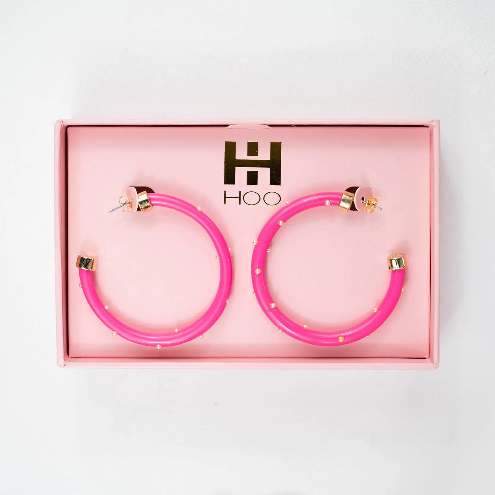 Hoo Hoops -Hot Pink with Pearls