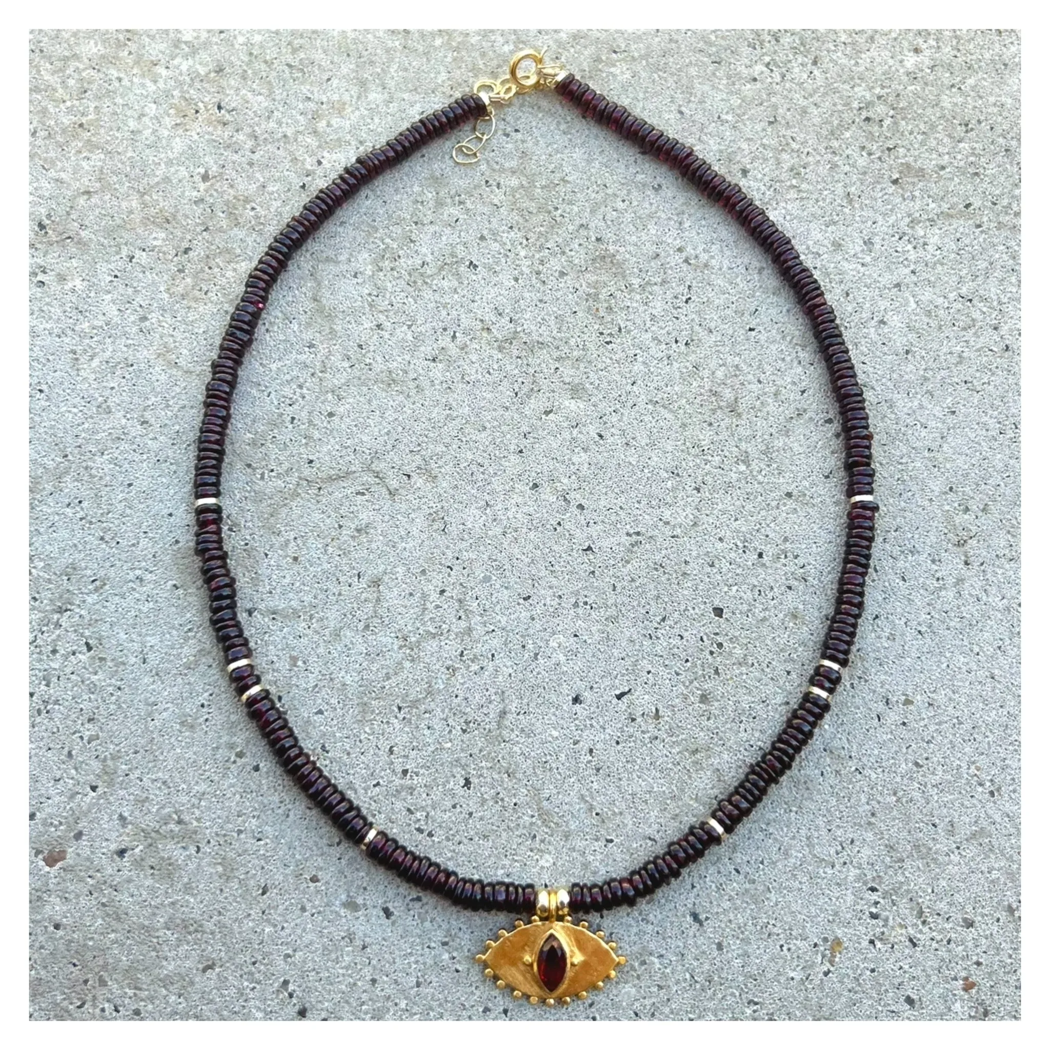 Jaipur Garnet Eye Beaded Necklace