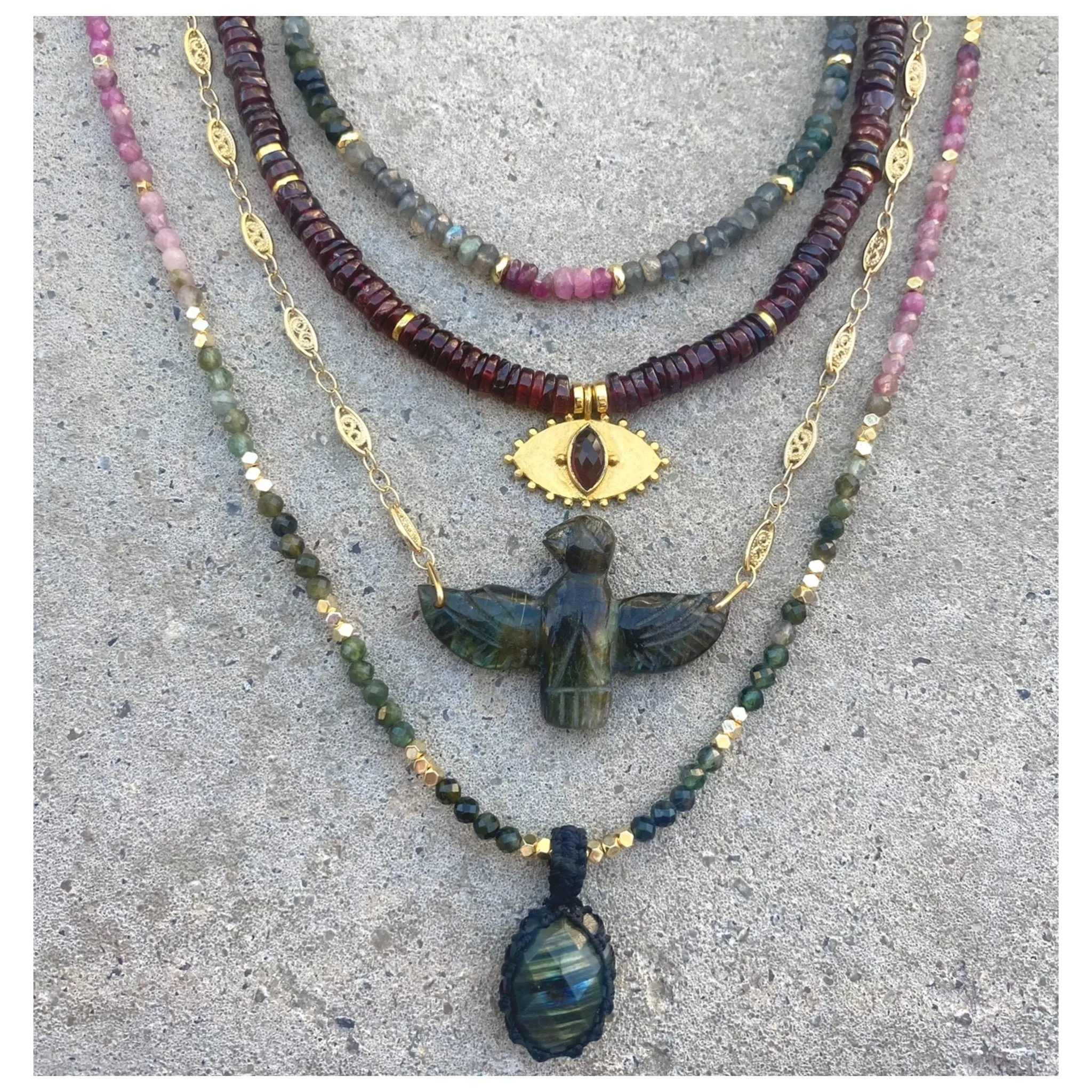 Jaipur Garnet Eye Beaded Necklace