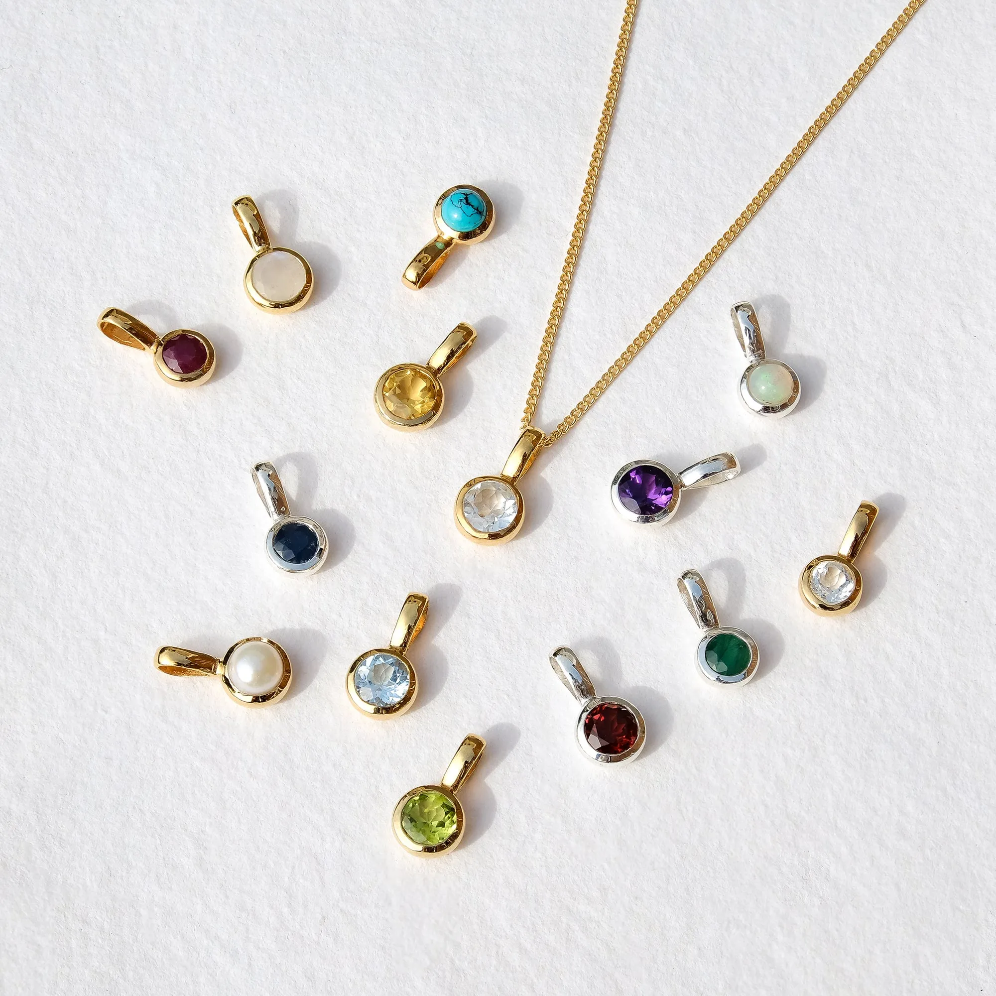 January Birthstone Charm Necklace - Garnet