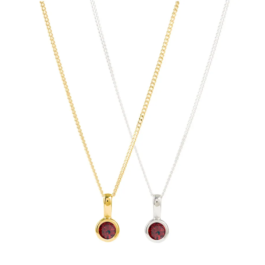 January Birthstone Charm Necklace - Garnet