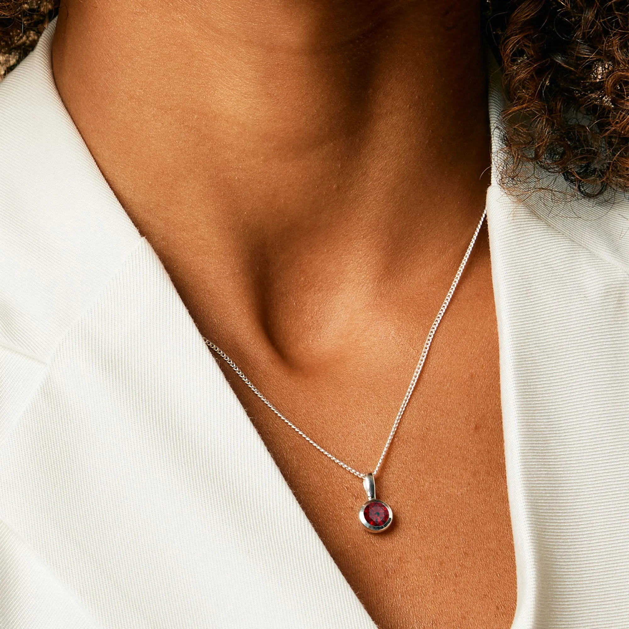 January Birthstone Charm Necklace - Garnet