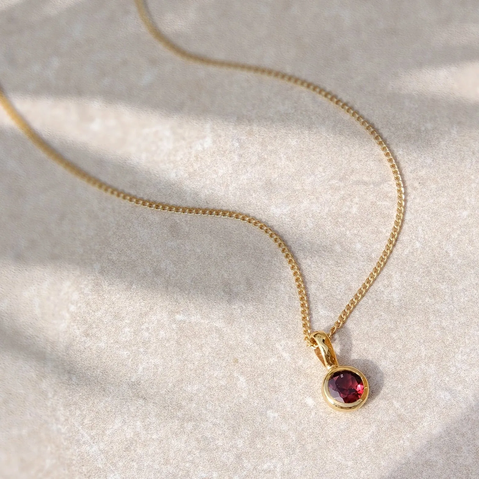 January Birthstone Charm Necklace - Garnet