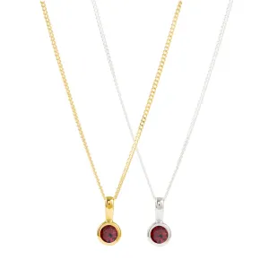January Birthstone Charm Necklace - Garnet