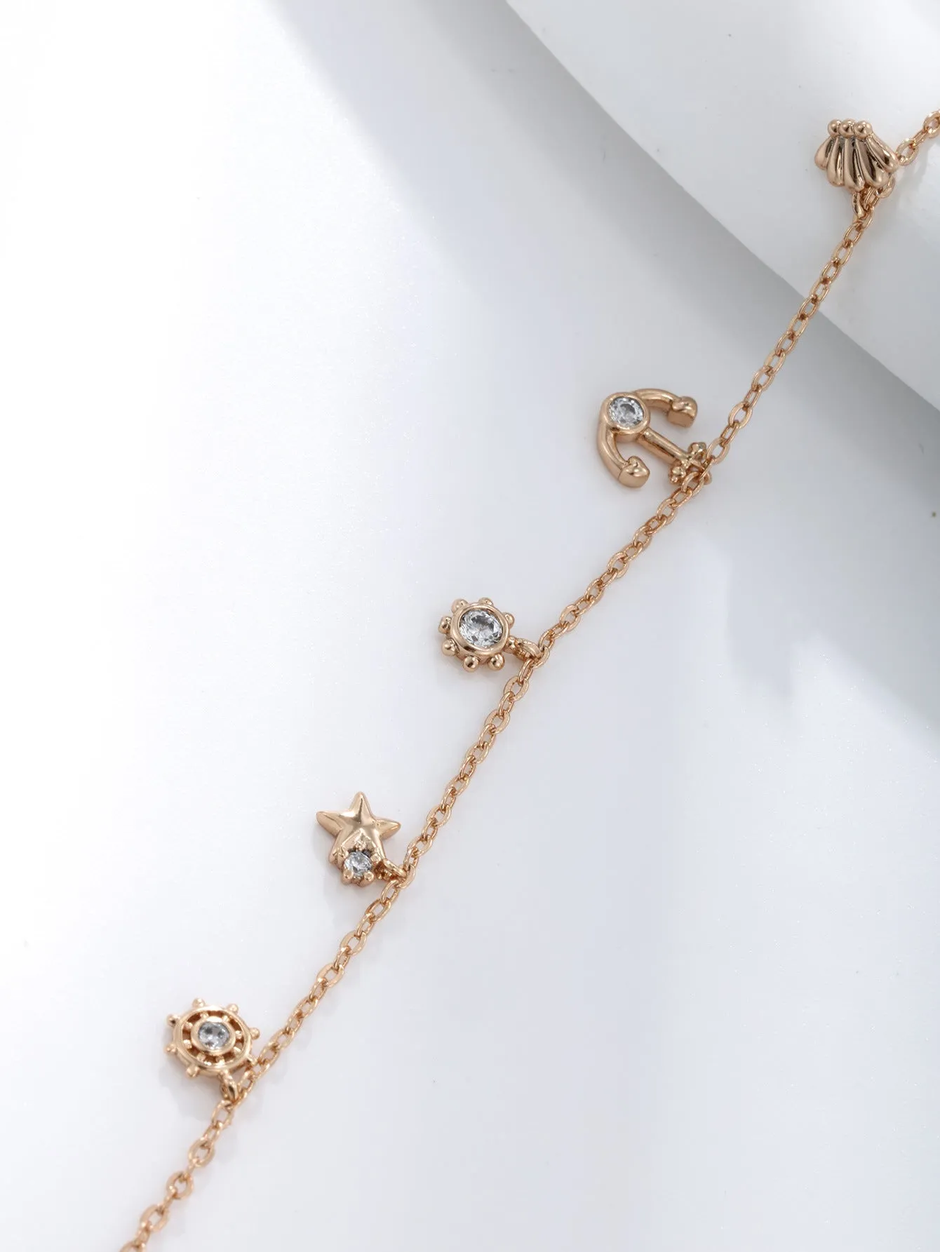 Jewelry Plated 18K Gold Fashion Anchor Ship Thallium Star Shell Tassel Bracelet Girls High-end Hand Accessories