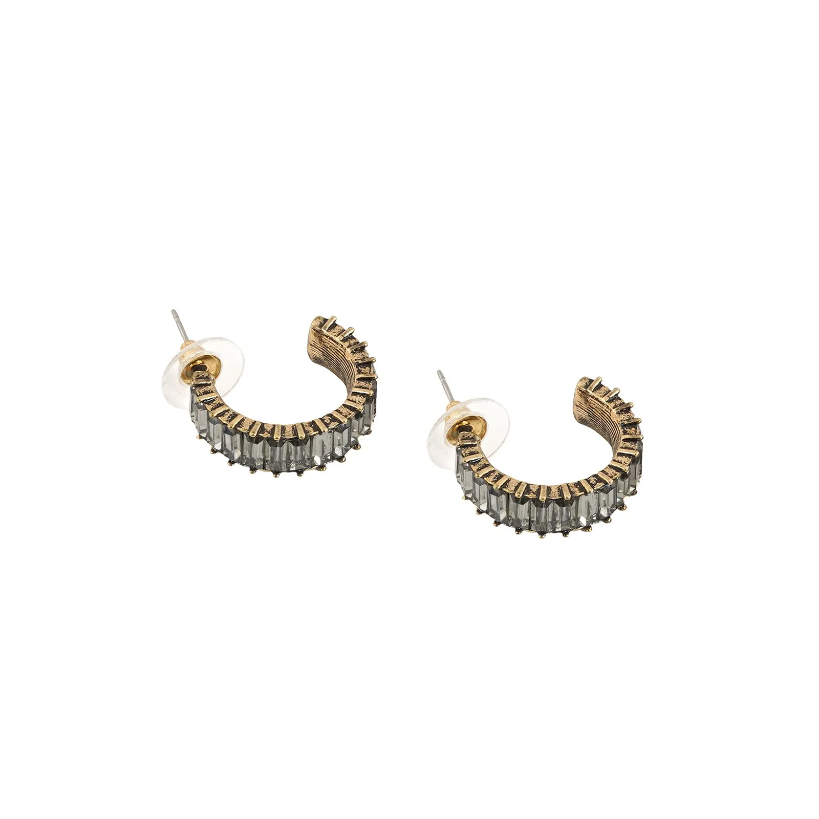 Joker & Witch Women Ula Hoop Grey Stone Earrings