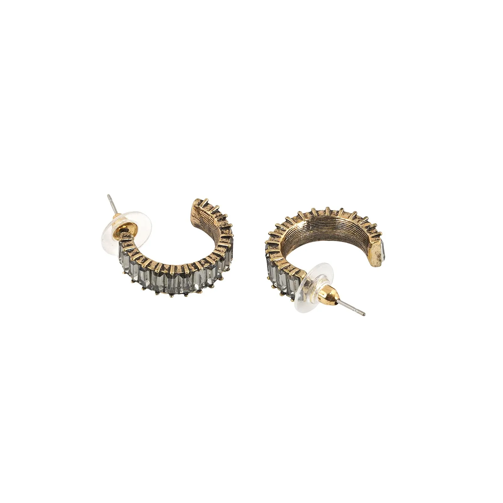 Joker & Witch Women Ula Hoop Grey Stone Earrings