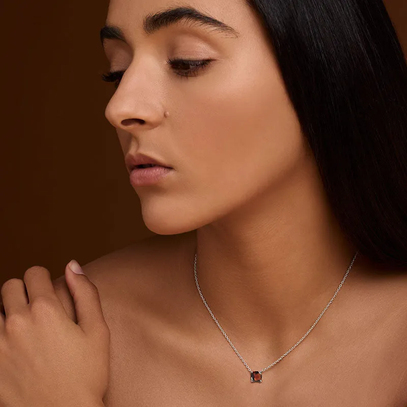 Kara Necklace, Garnet, Silver