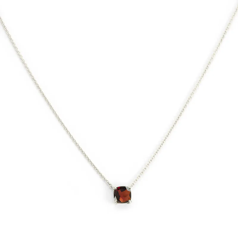 Kara Necklace, Garnet, Silver