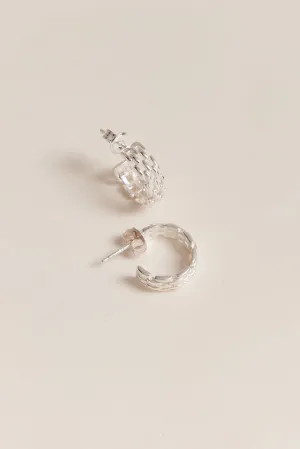 Kate Stud Hoop Earrings Silver