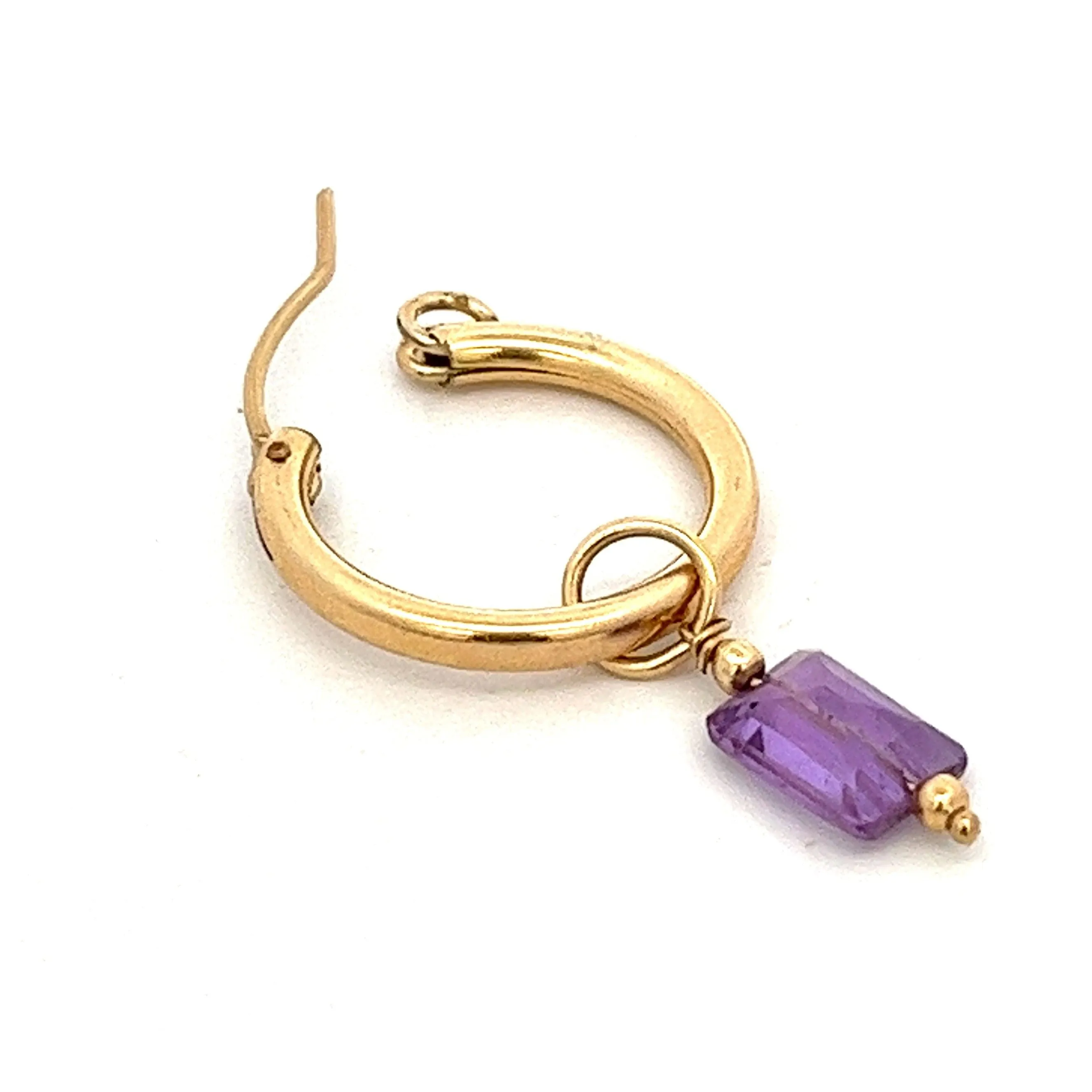 L'amethyste baguette charm - hoop earrings
