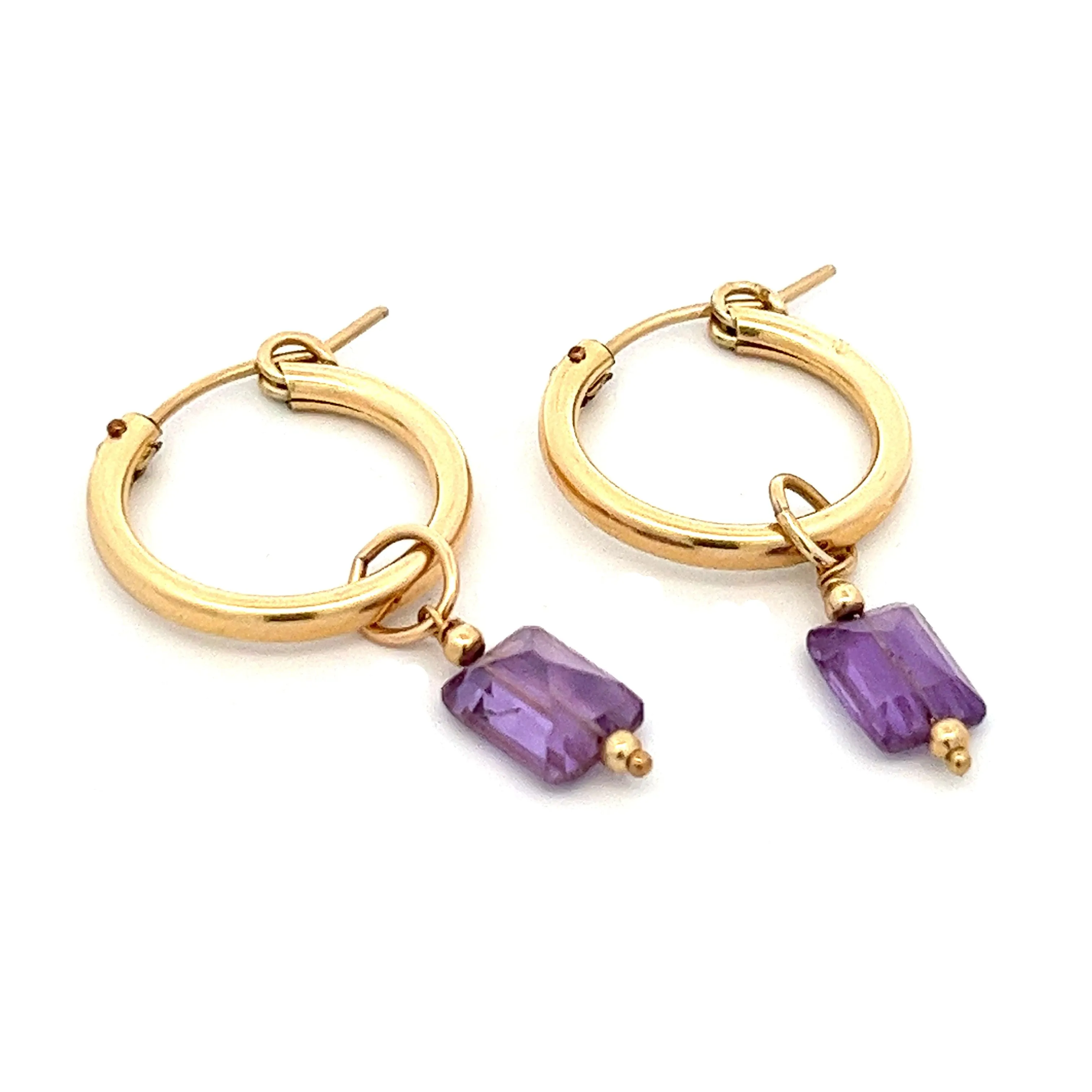 L'amethyste baguette charm - hoop earrings