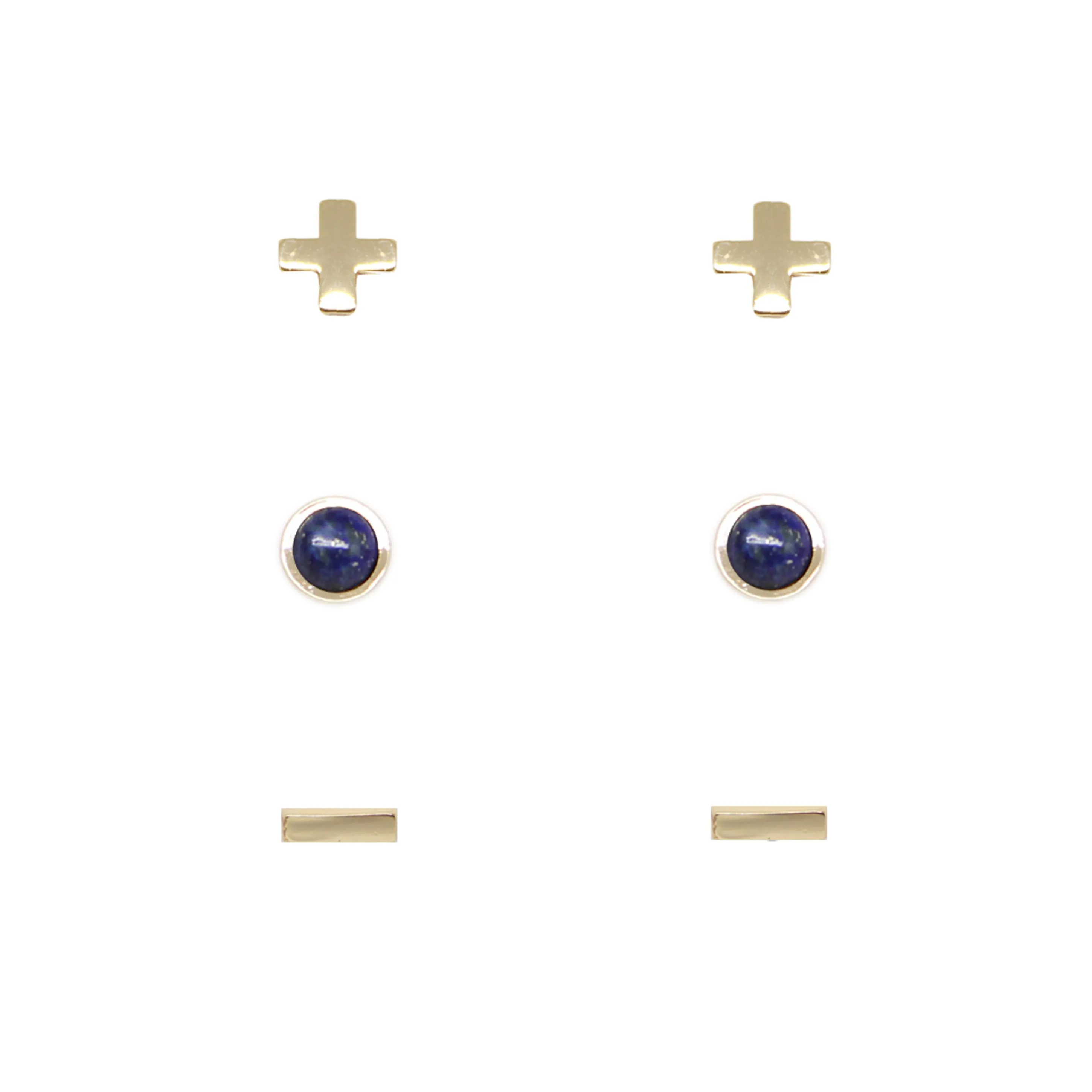 Lapis & Gold Set of 3 Earrings
