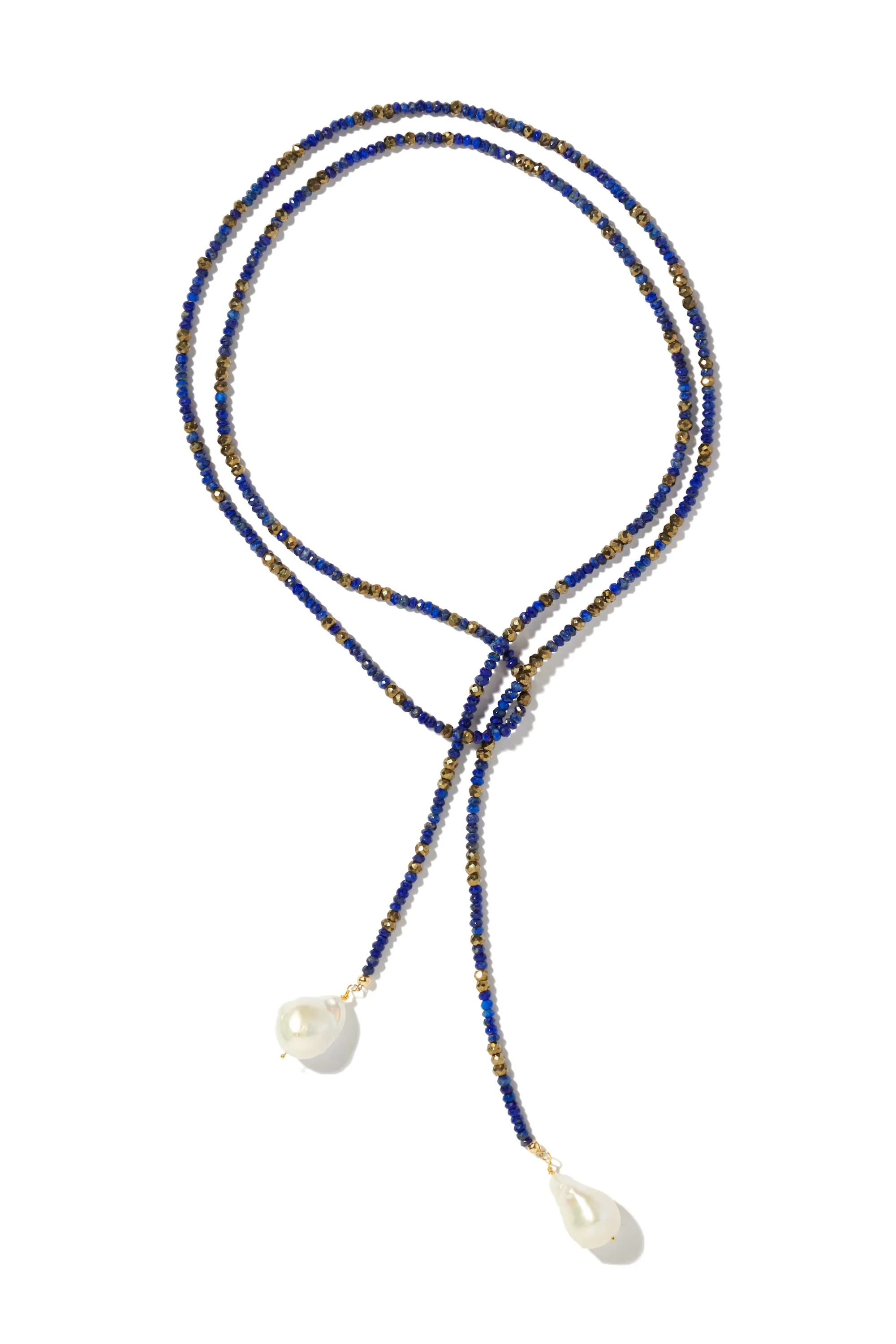 Lapis & pyrite ombre classic gemstone lariat
