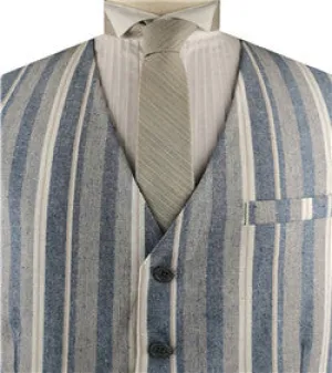 Linen Stripe Classical Unique Waistcoat Only