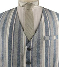 Linen Stripe Classical Unique Waistcoat Only