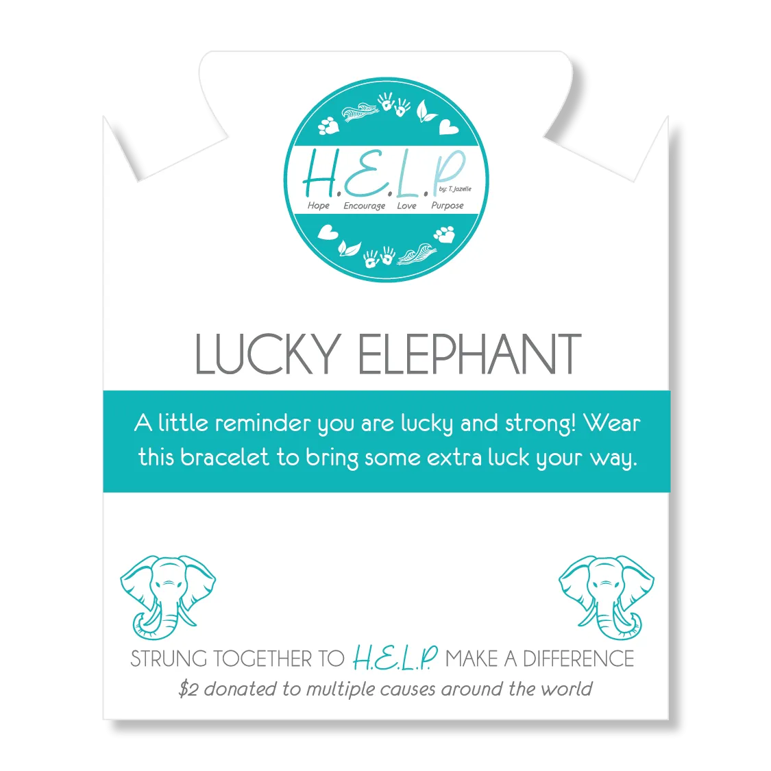 Lucky Elephant Charm with Azure Blue Jade Charity Bracelet