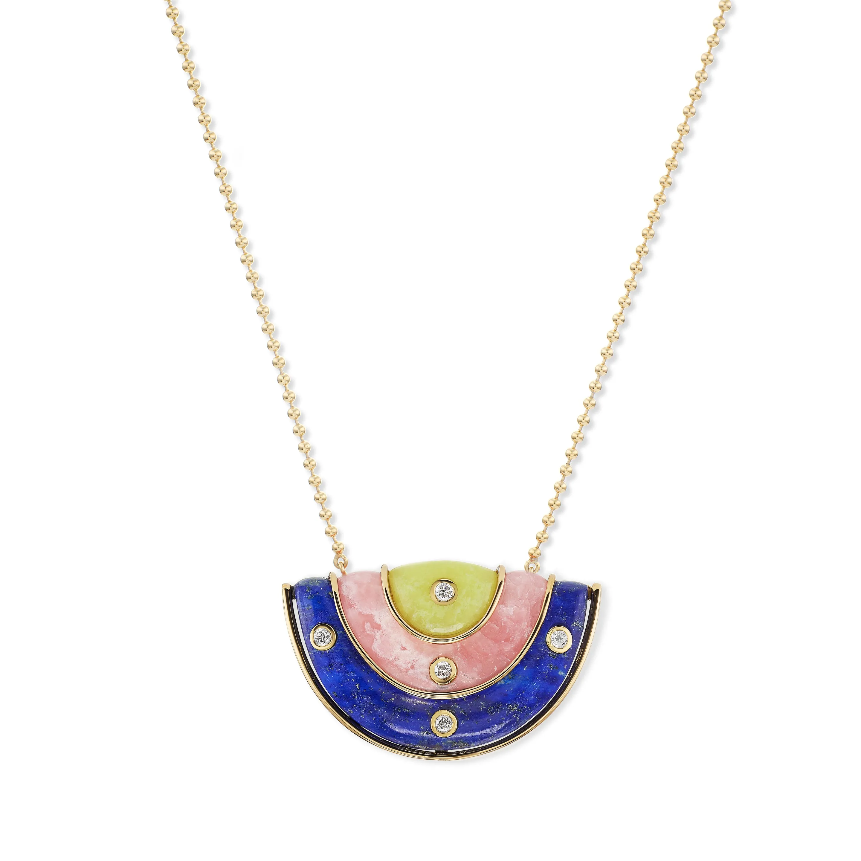 Medium Marianne Pendant with Lapis, Rhodochrosite, and Brazilian Opal