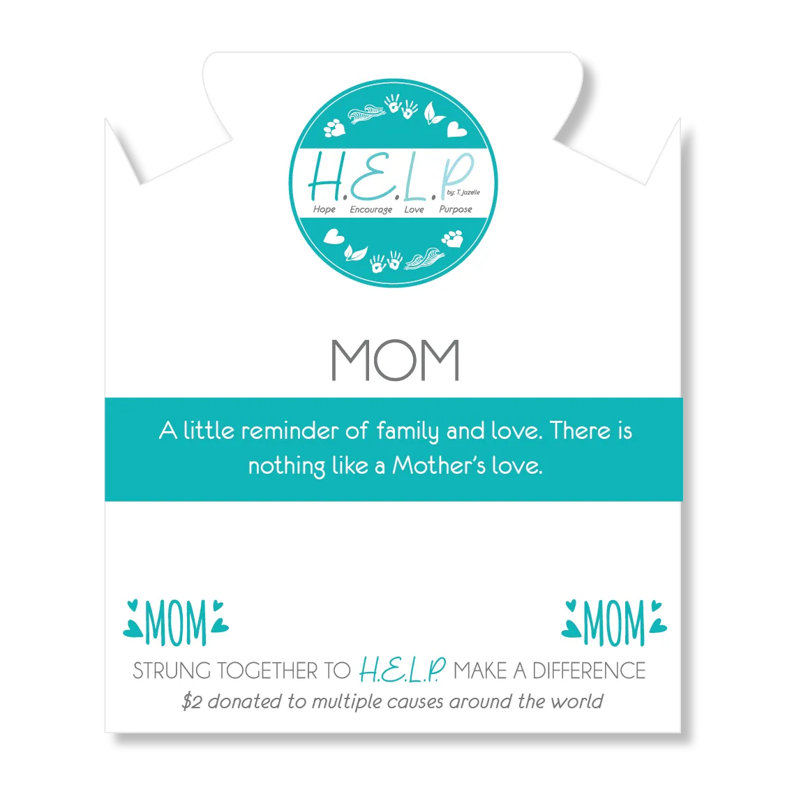 Mom Hearts Charm with Green Yellow Jade Charity Bracelet
