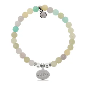 Mom Hearts Charm with Green Yellow Jade Charity Bracelet
