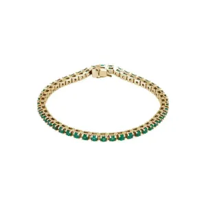 Natural Round Emerald Line Bracelet (14K)