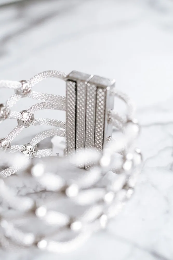 Open Mesh & Metal Ball Bracelet