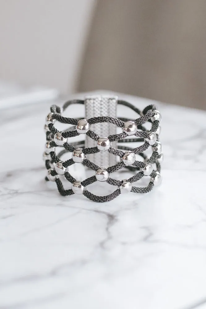 Open Mesh & Metal Ball Bracelet