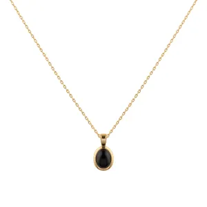 Oval Onyx Pendant Necklace in Gold