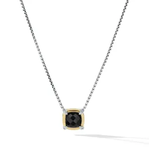 Petite Chatelaine® Pendant Necklace with Black Onyx, 18K Yellow Gold Bezel and Pavé Diamonds