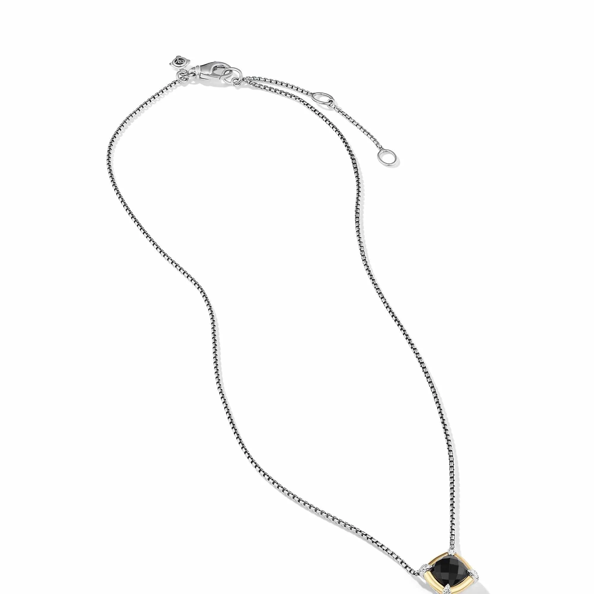 Petite Chatelaine® Pendant Necklace with Black Onyx, 18K Yellow Gold Bezel and Pavé Diamonds