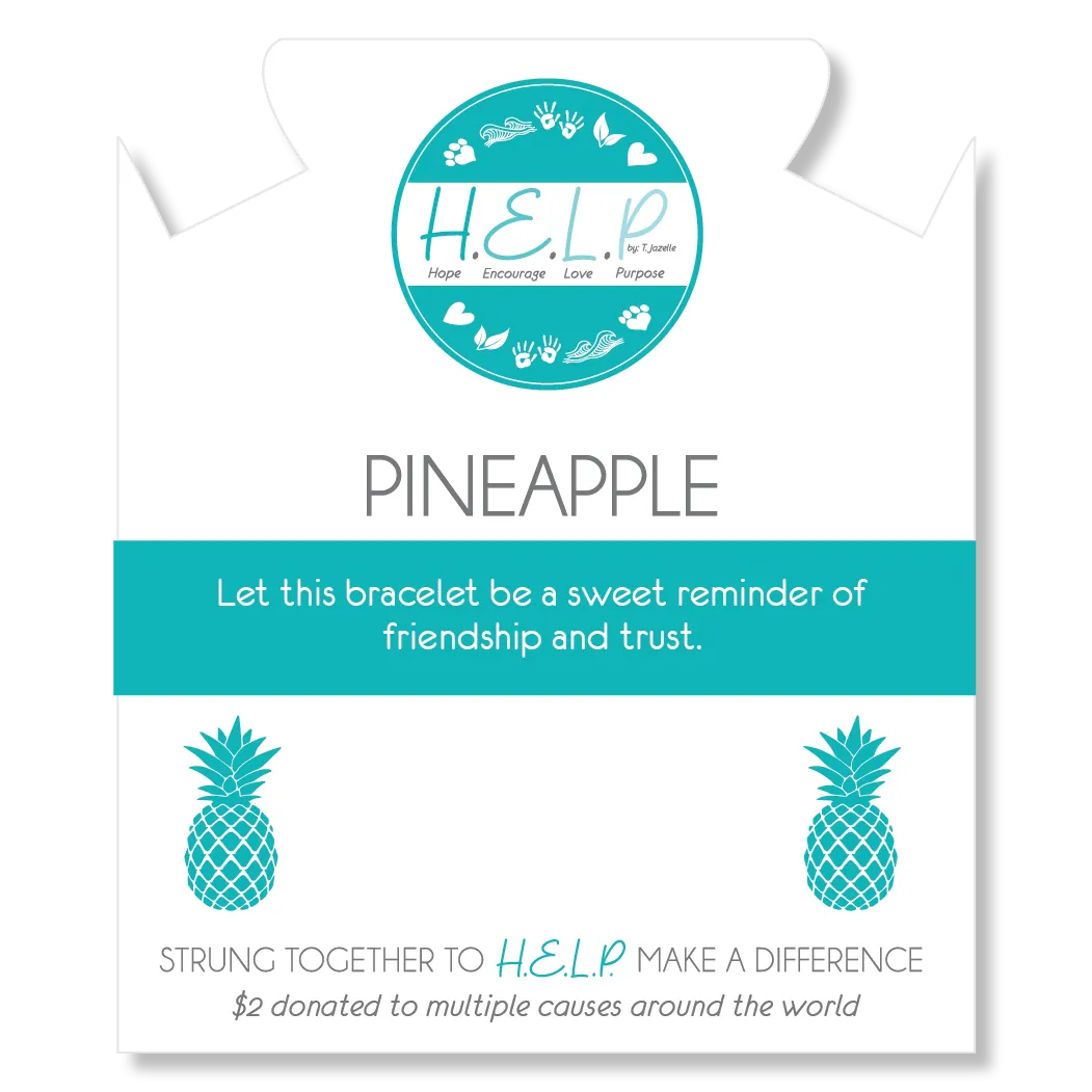Pineapple Cutout Charm with Azure Blue Jade Charity Bracelet